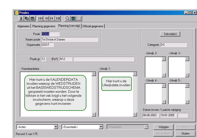 poules planningsvervolg